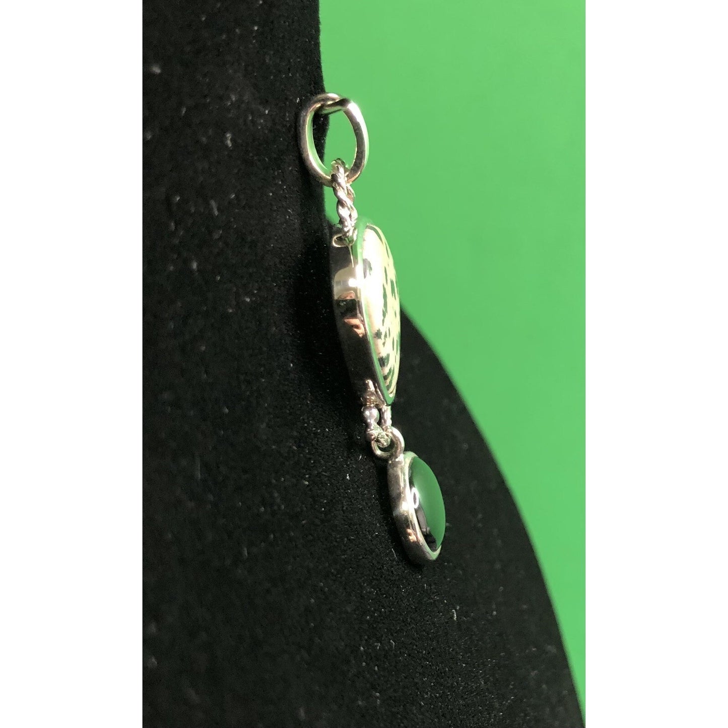 Vintage Dalmation Jasper Black Onyx Sterling Silver Pendant Whitney Kelly 925