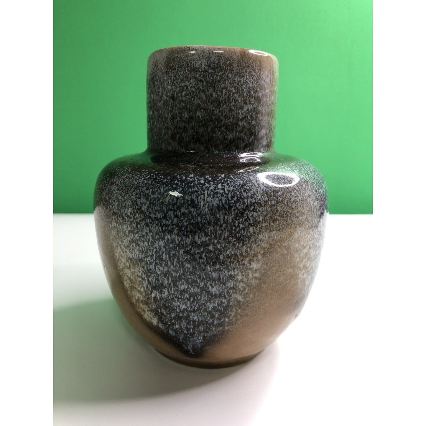 Vintage MCM Royal Hickman Pottery Vase Unique Brown Blue Cream Tan Glaze Haeger