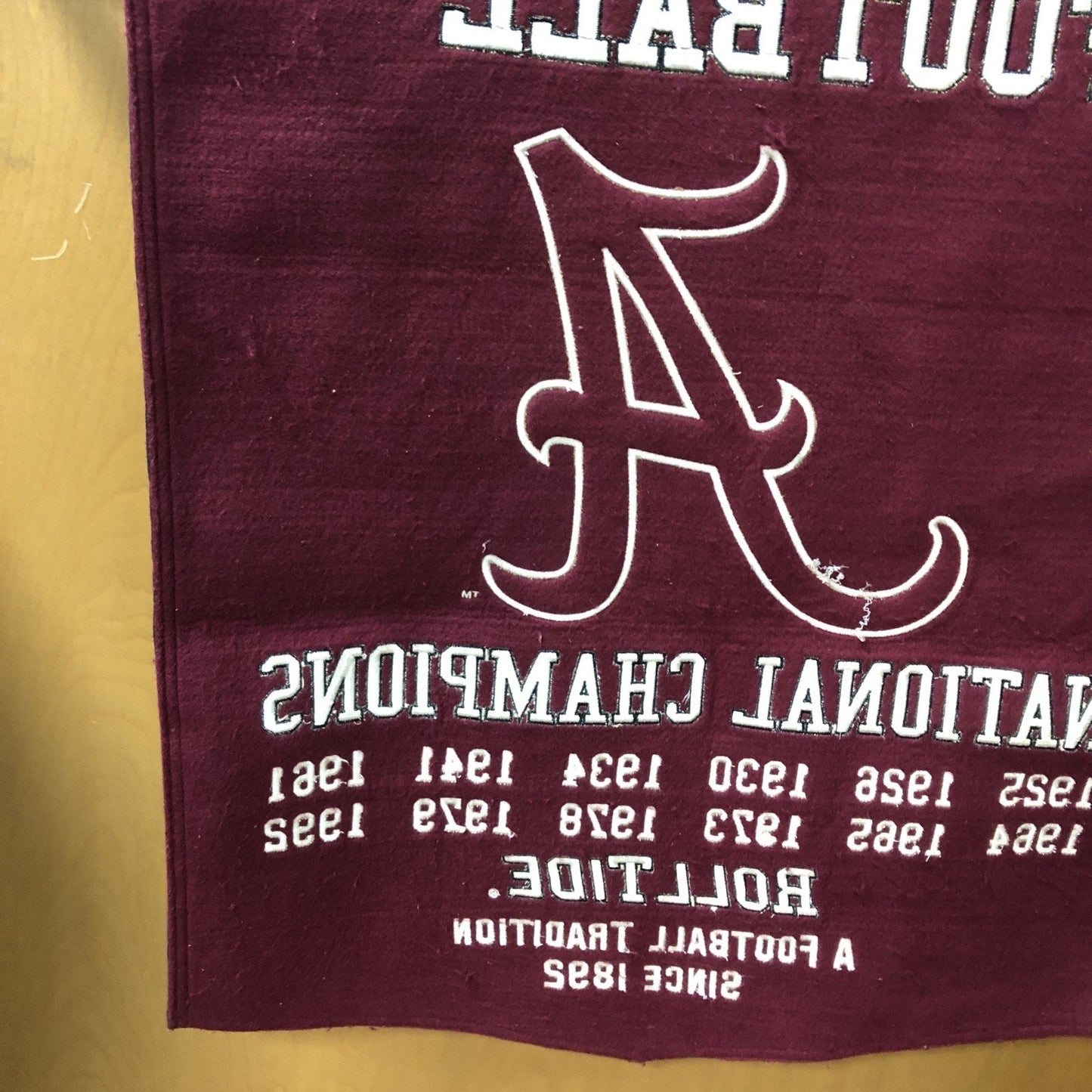 VINTAGE University Of Alabama Football National Champions Wool Banner 36”x23”