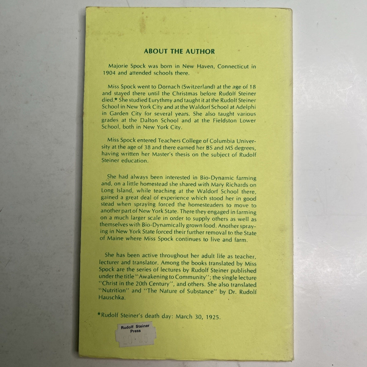 1978 The Art Of Goethean Conversation by Marjorie Spock Booklet