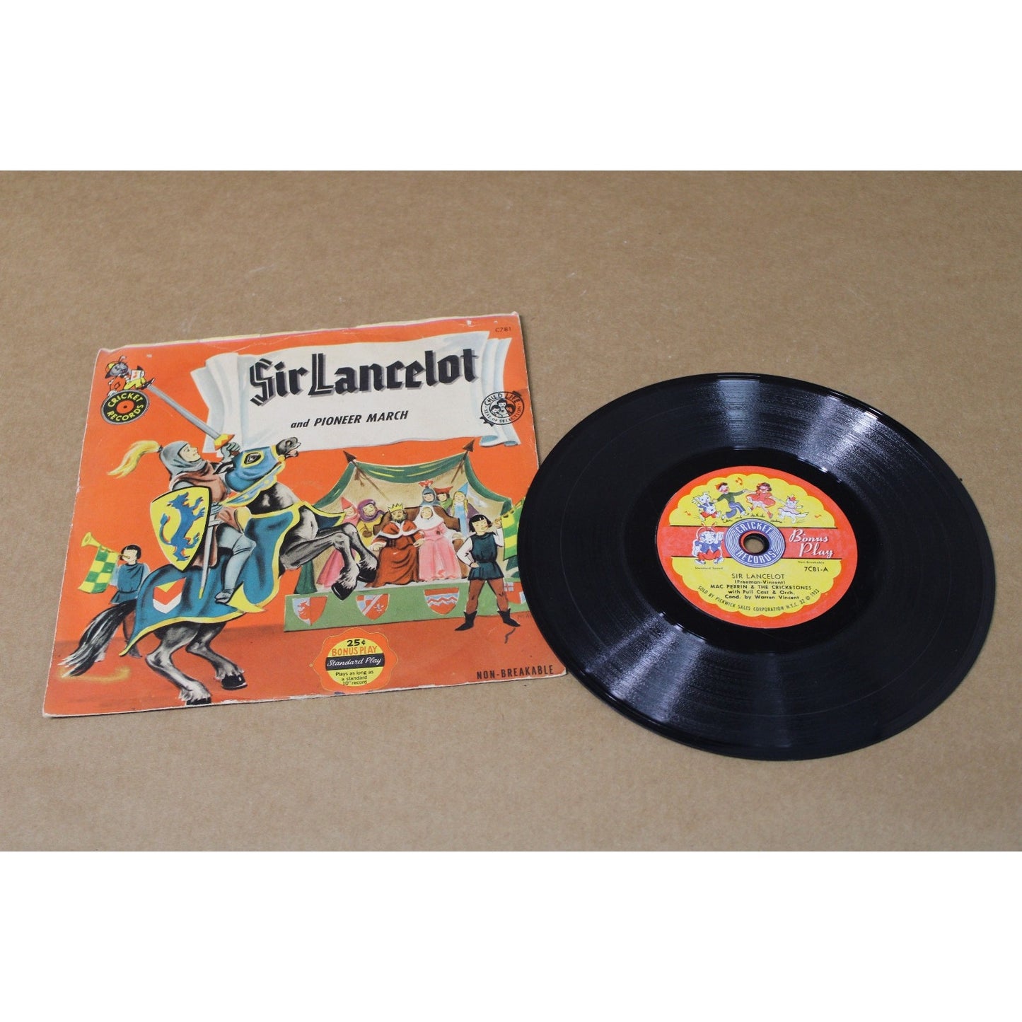 VTG Children's Cricket Records 45- Sir Lancelot and Pioneer March, Child Life