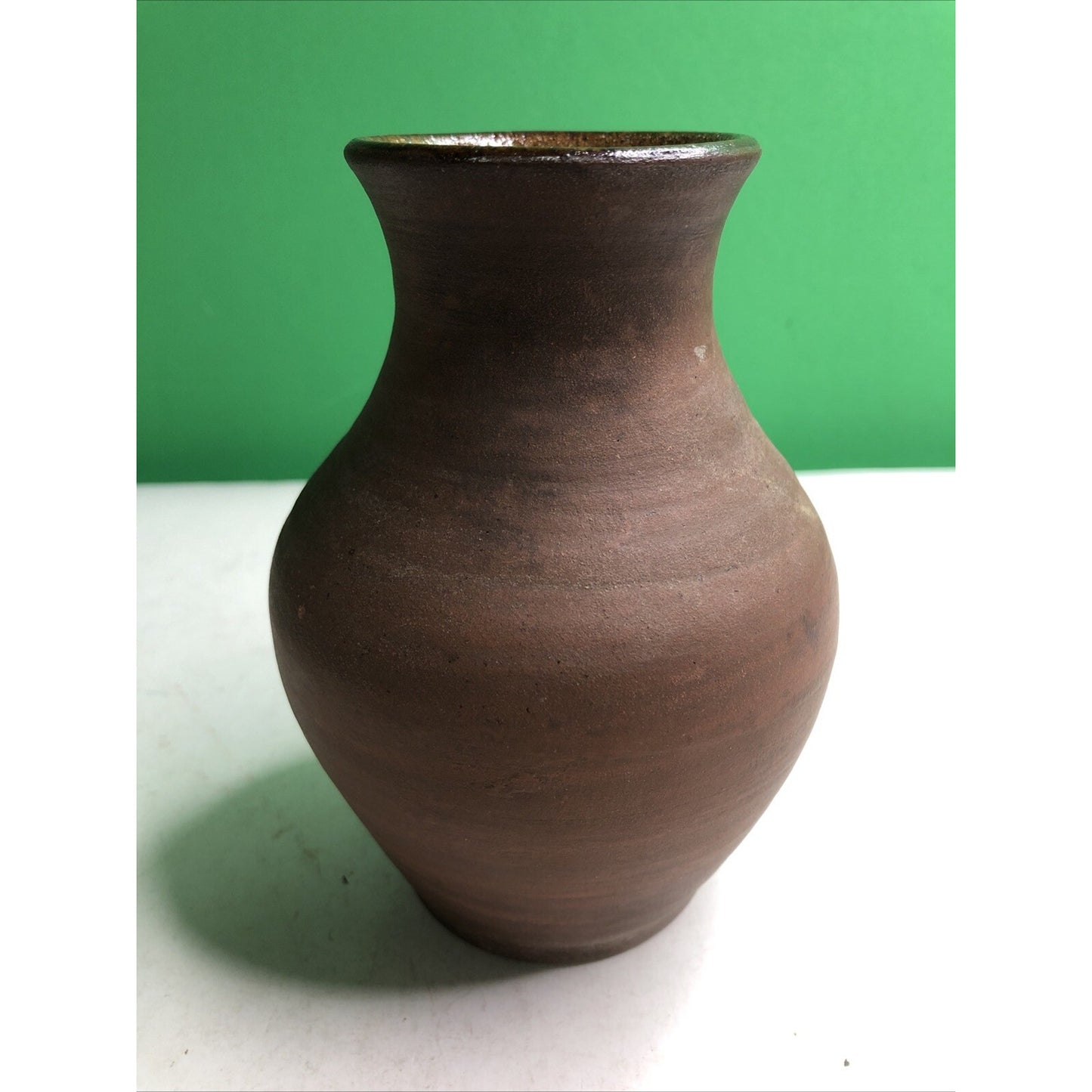 James Towne Collony Pottery Pitcher Hand Thrown Jamestown VA Raku Redware Brown