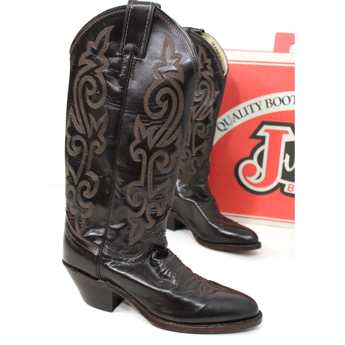 Beautiful Size 5B Justin London Brown Leather Western Cowboy Boots Style #4915