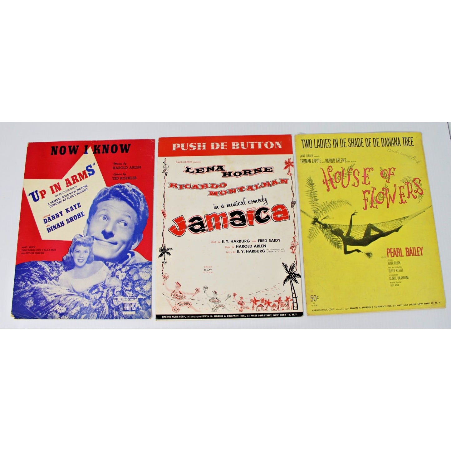 Lot of 3 Vintage Harold Arlen Sheet Music- Truman Capote, Lena Horne, Danny Kaye