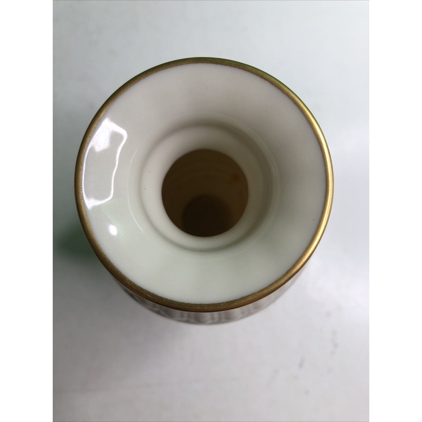 Vintage Lenox Vase Athenian Collection Embossed Floral Cream w/Gold Trim 7” Tall