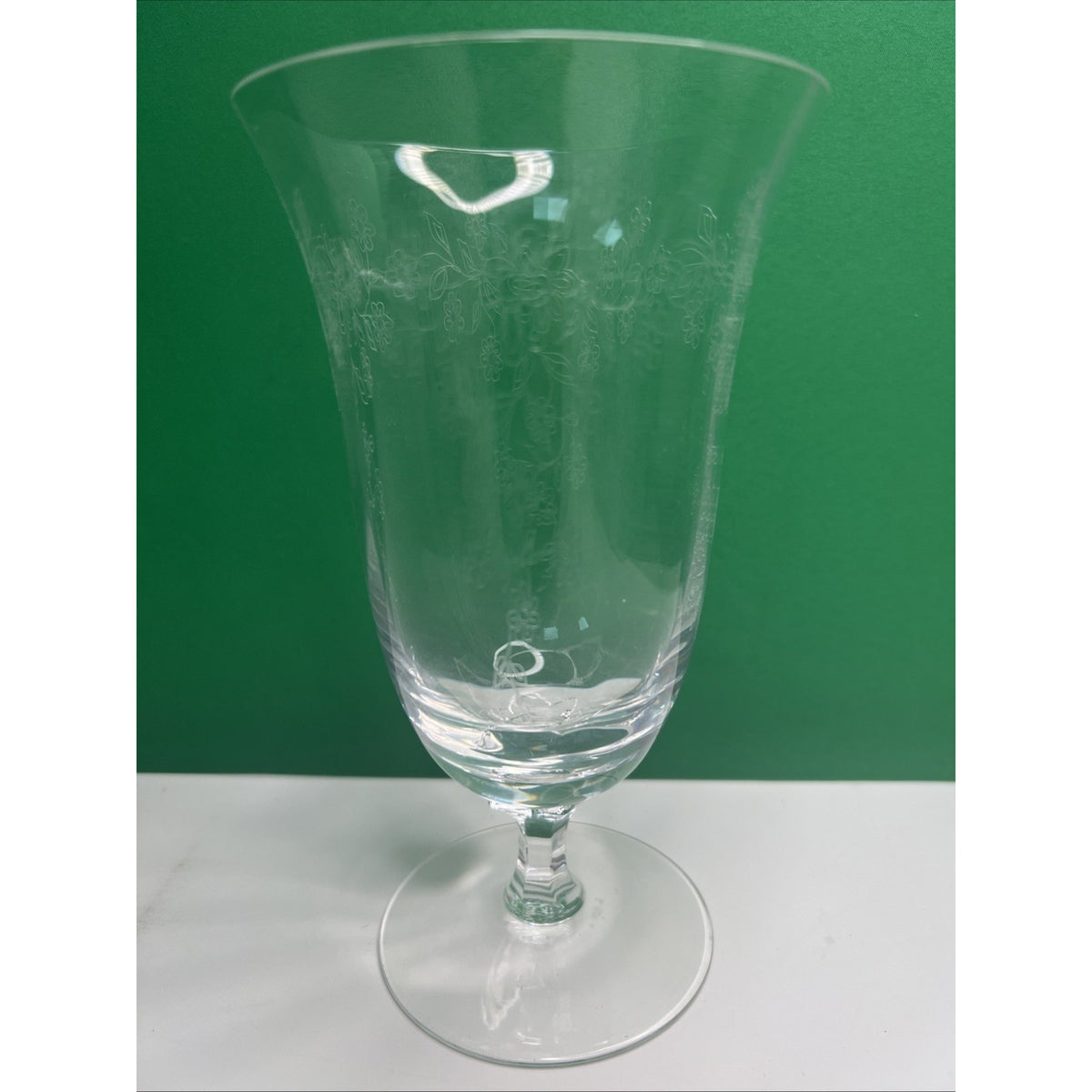 One Lenox Castle Garden Iced Tea Glass Stemmed Etched Glassware
