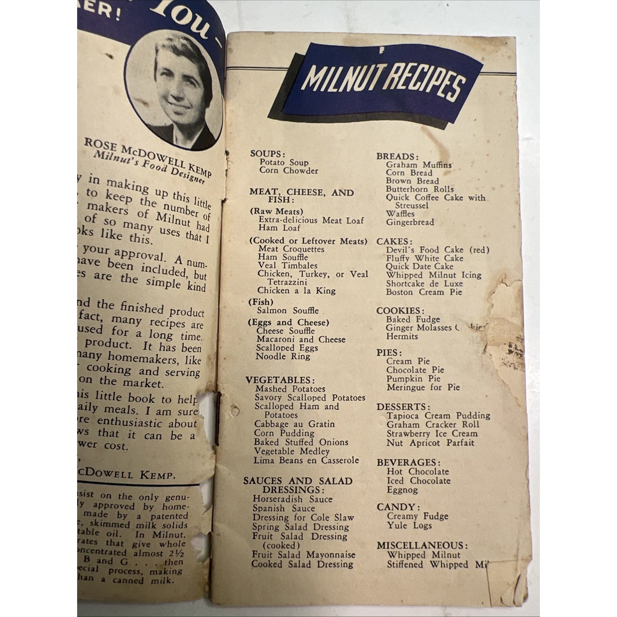 1939 Advertising Booklet 60 New Recipes For MILNUT “It Whips” Milk Substitute