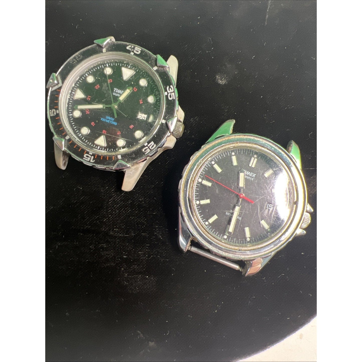 Lot Of 2 TIMEX QUARTZ WATCH FACES 395LA & CR2016 Cell Repair Parts Not Working