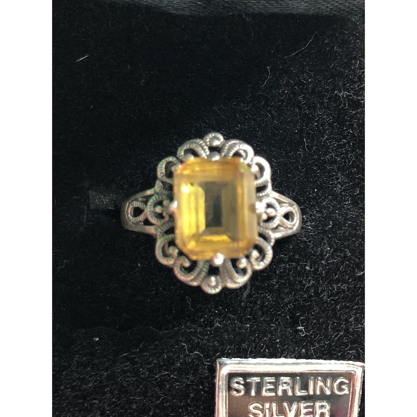 Citrine Sterling Silver Ring Marked CNA 925 Size 8 NWT Gift Box