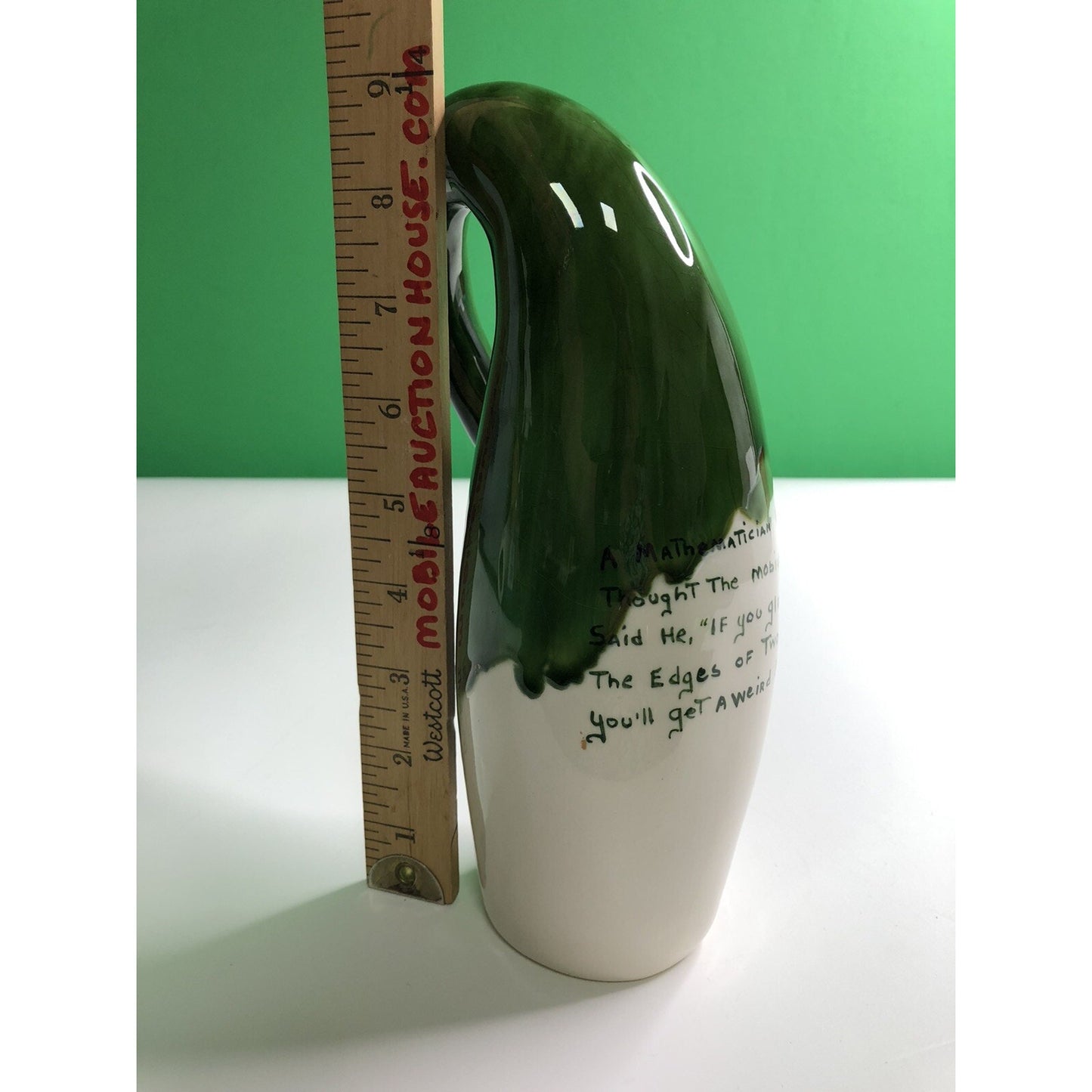 Vintage COACH AND FOUR Frederick Maryland OOAK BOTTLE W/ VERSE Green Drip Glaze
