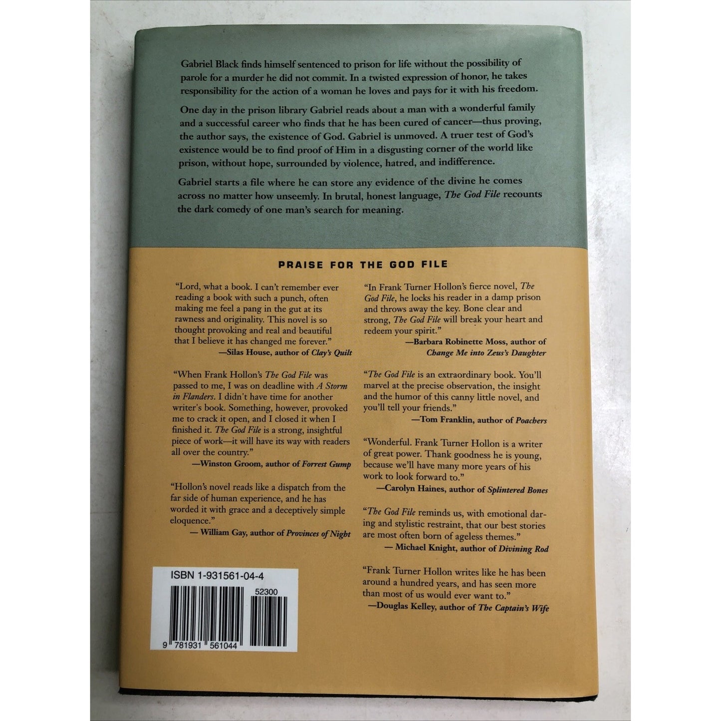 The God File a Novel By Frank Turner Hollon SIGNED HC DJ 2002 Alabama AL Author