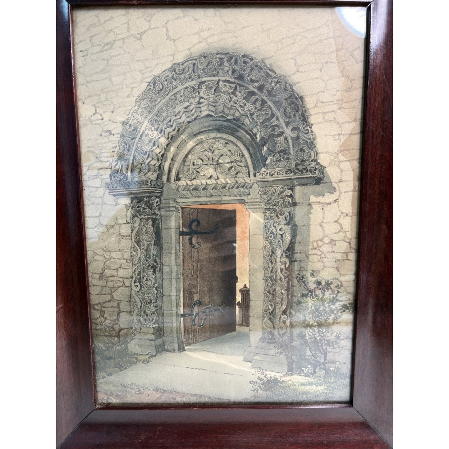 1894 Hand Tinted Archway Kilpeck Herefordshire P. Fletcher Watson 1842-1907