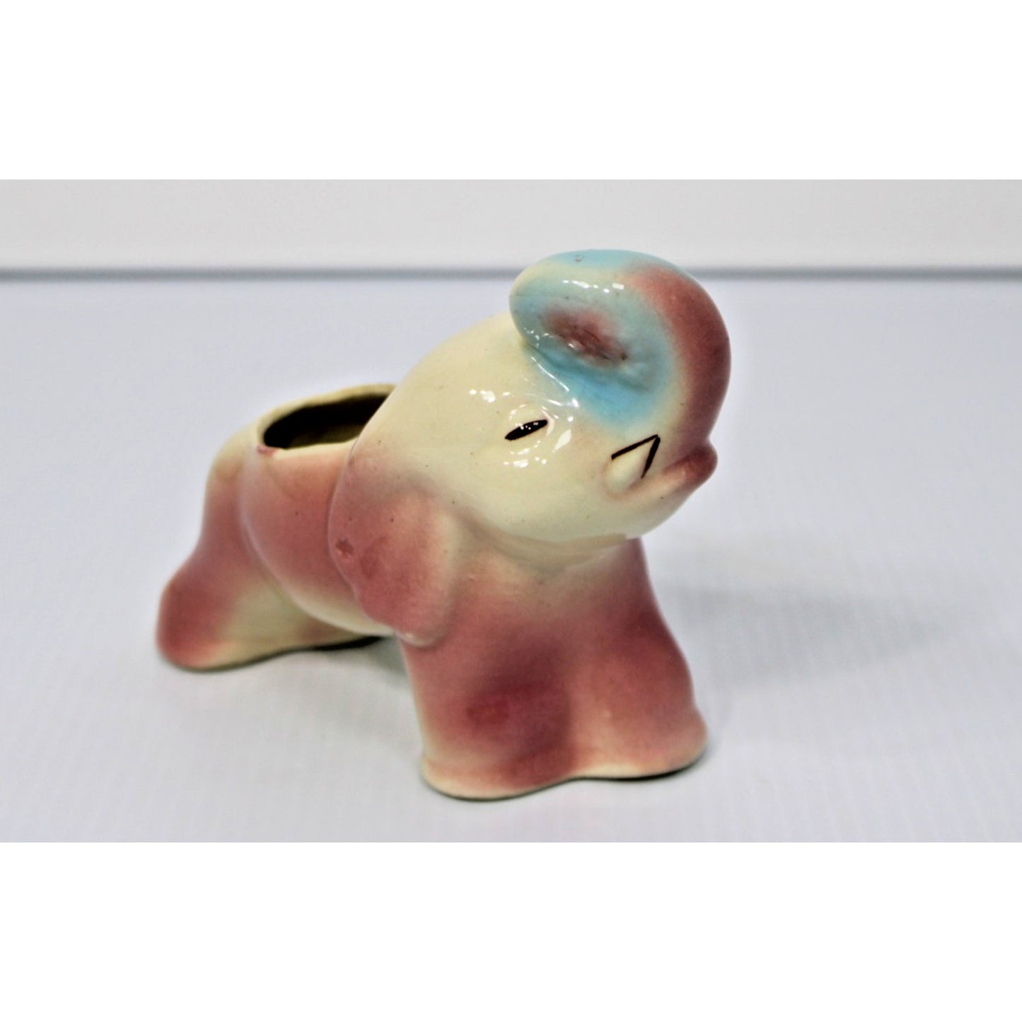Vintage Mid Century Kitschy Elephant Ceramic Planter, Pottery, Baby, Nursery