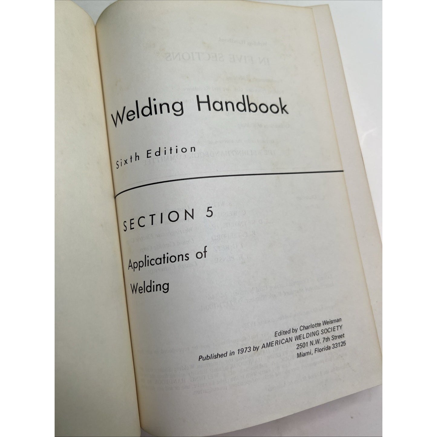 AWS Welding Handbook Applications Of Welding Section 5 6th Ed 1973 HC Illustrate