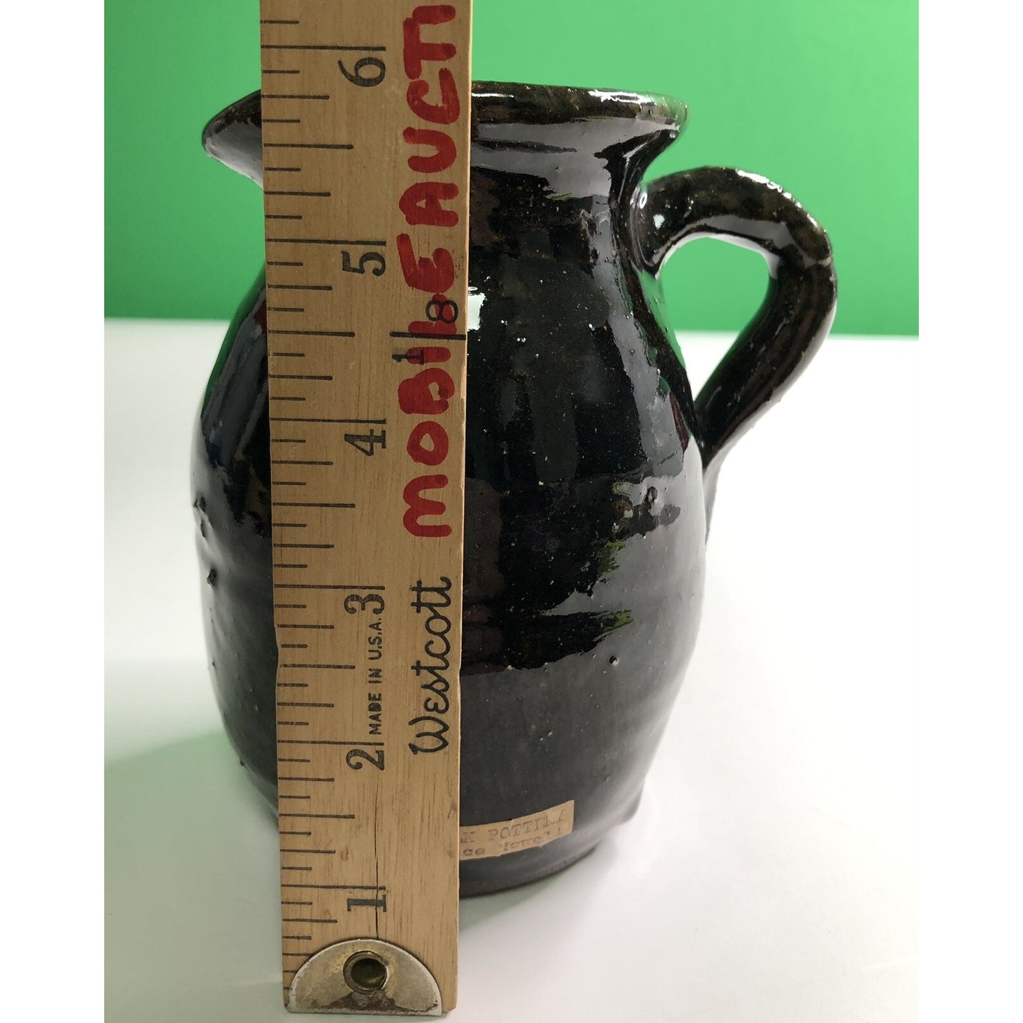 Signed Grace Nell Hewell (1933-2016) Folk Art Pottery Pitcher Georgia Potter