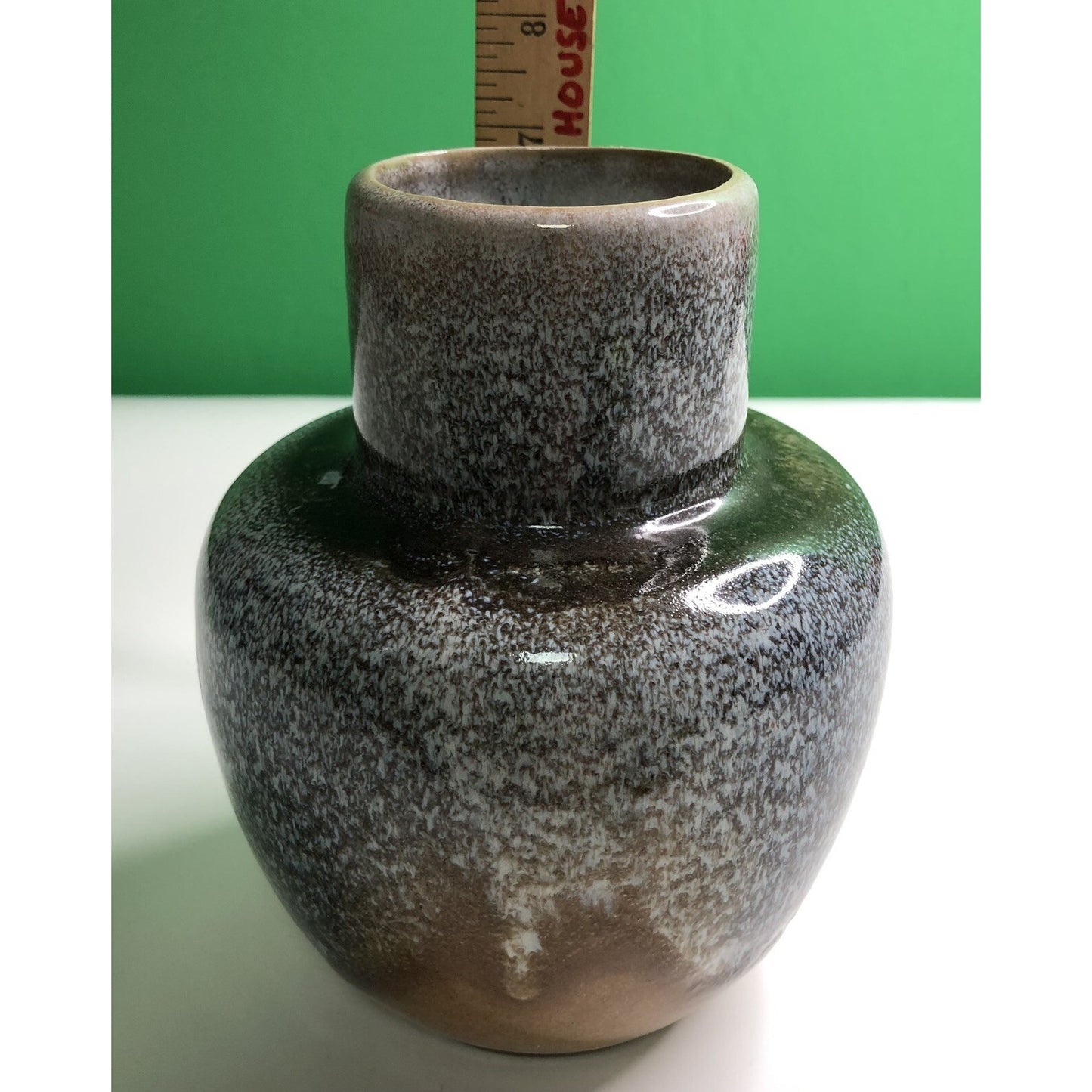 Vintage MCM Royal Hickman Pottery Vase Unique Brown Blue Cream Tan Glaze Haeger
