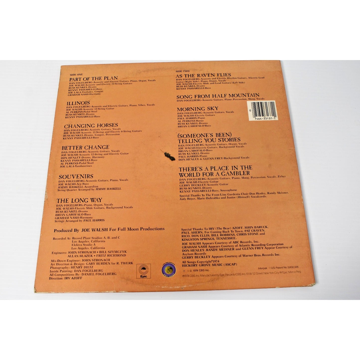 Dan Fogelberg- Souvenirs, 1974 Epic PE-33137 Joe Walsh Produced Gatefold- VG