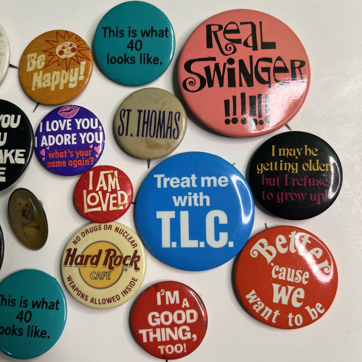 Lot of 16 Vintage Buttons Sexy Sassy Funny Flirty Pinback Various Sizes
