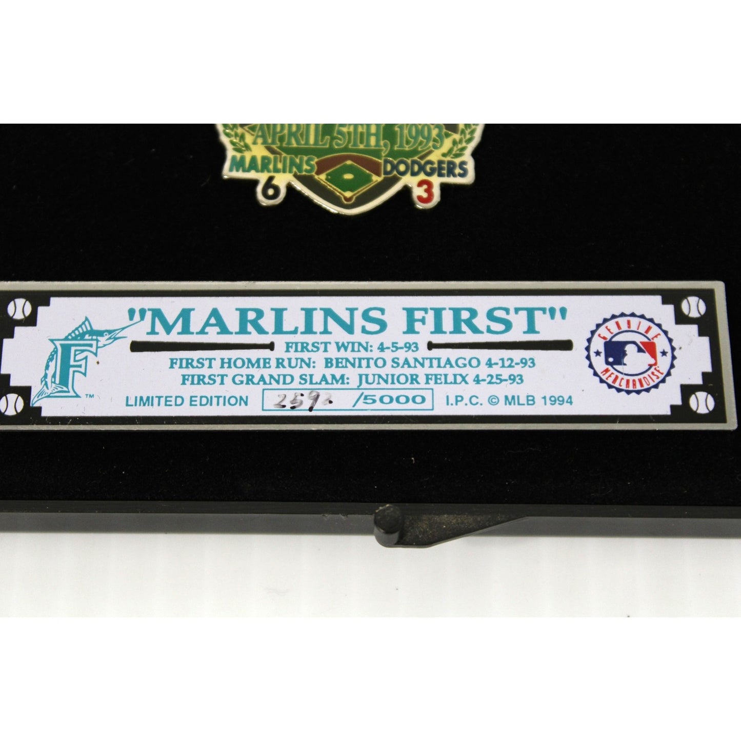 1993 Florida Marlins First Win Pin Tack Set of 3 LMTD Edition 2592/5000 4-5-93