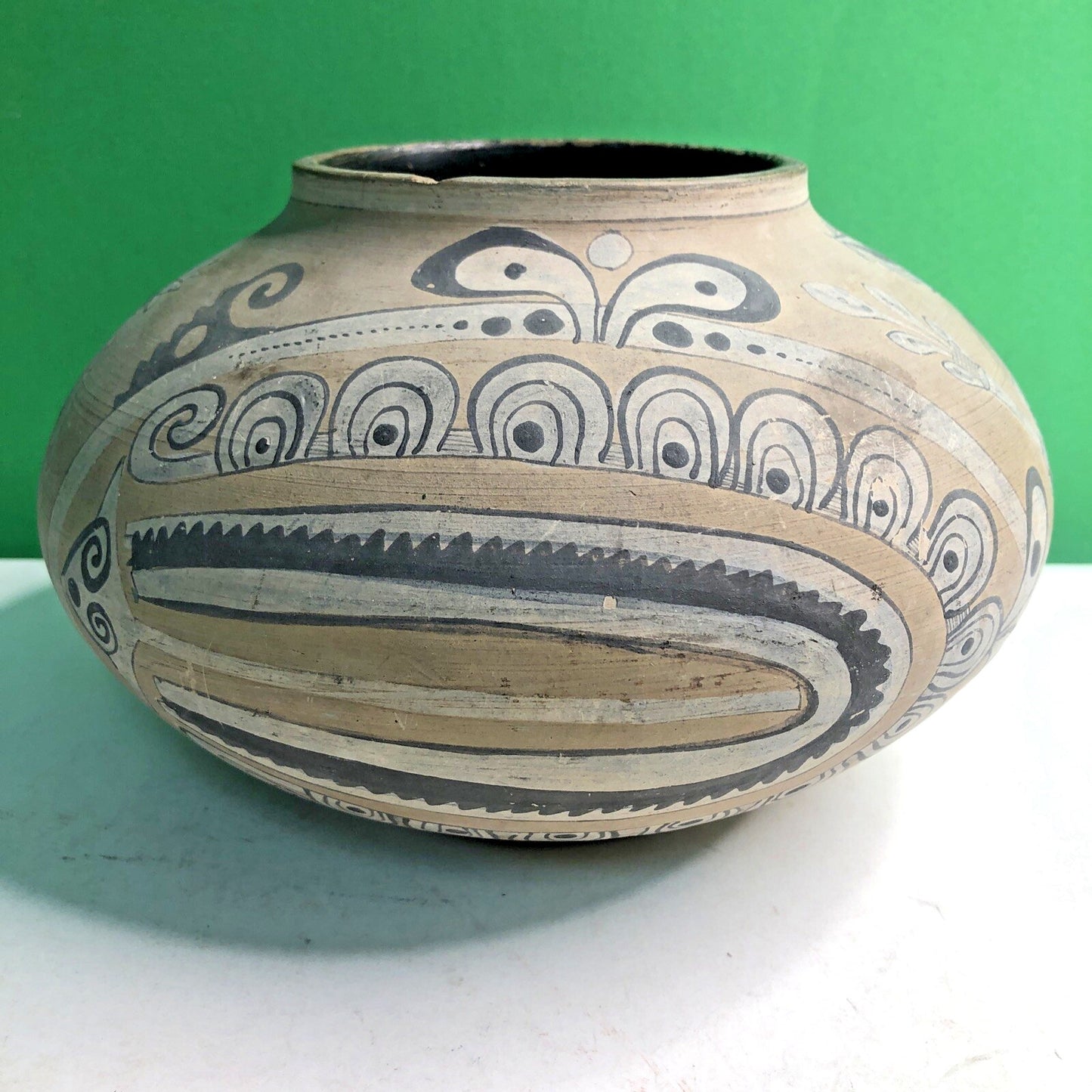 Native American Or Mata Ortiz Style Handpainted Pottery Vase Pot Polychrome