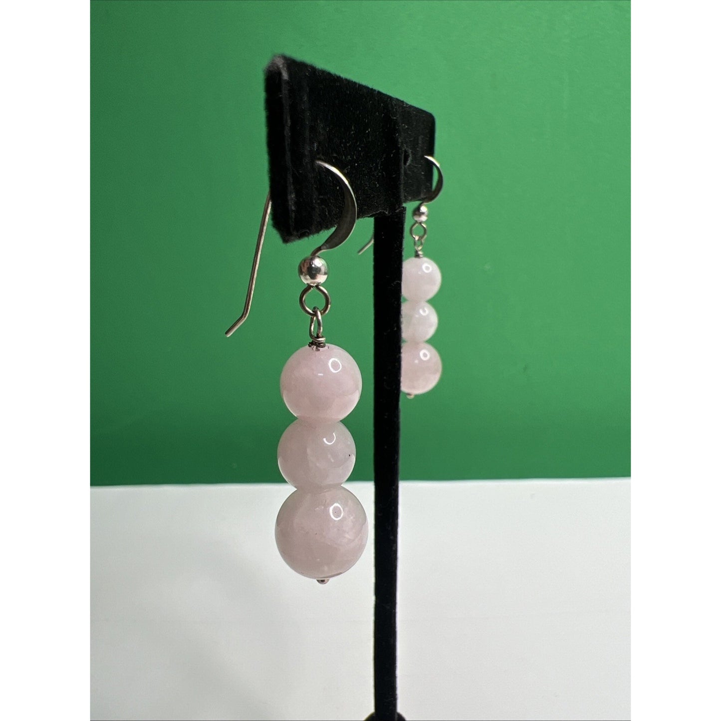 Rose Quartz Graduated Gemstone Drop Dangle Earrings French Wire Jewelry Gift
