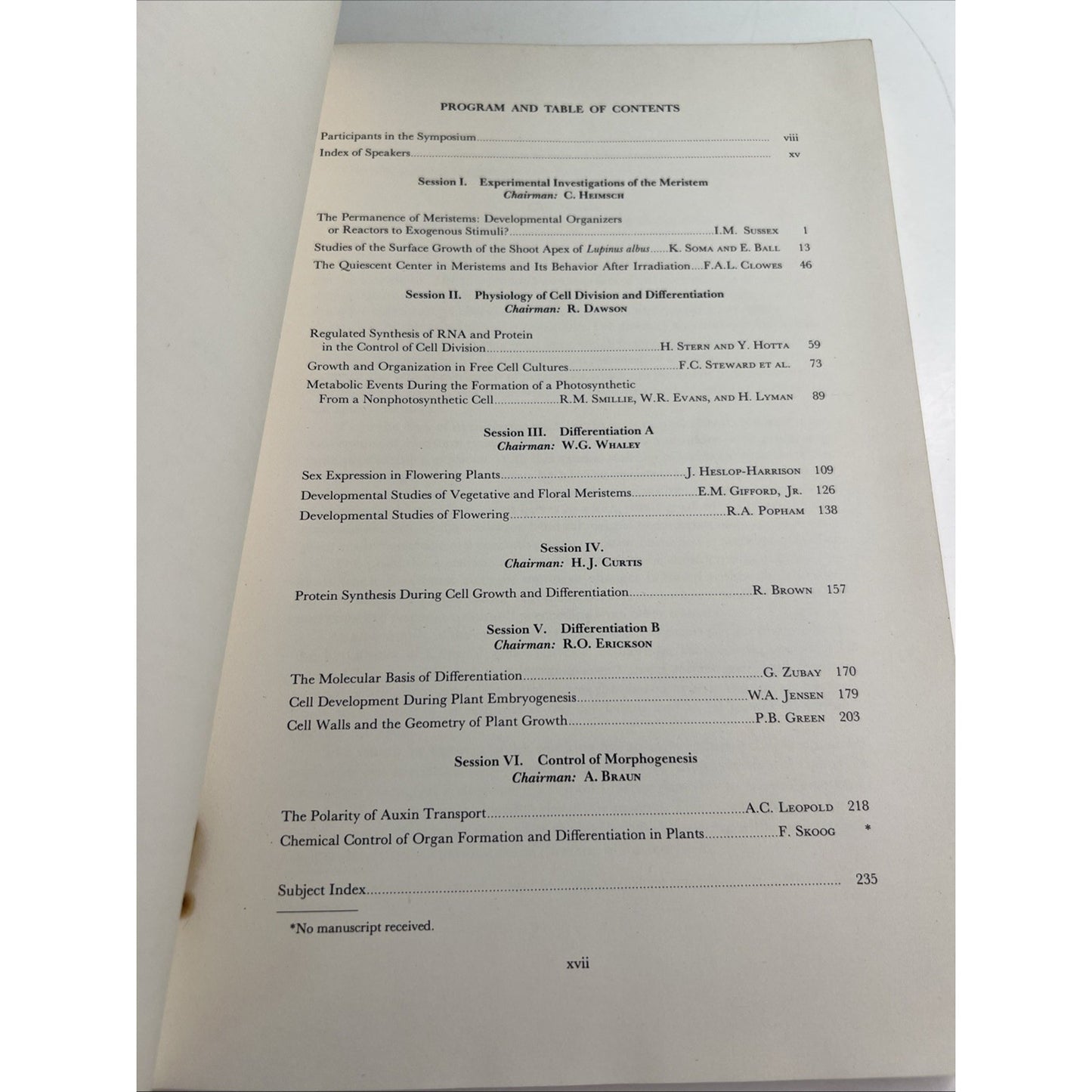 1963 Symposium In Biology Number 16 Meristems And Differentiation PB