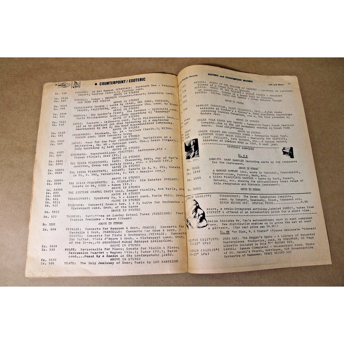 VTG 1967 NYC The Record Hunter's Catalog, George Harrison, Maria Callas, Dylan