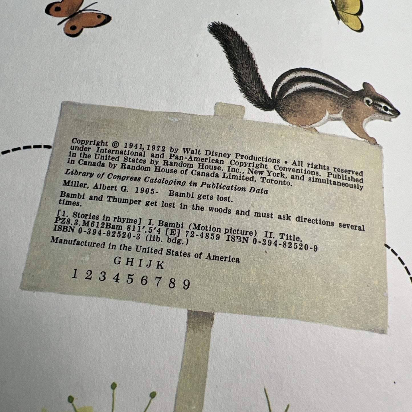 Vintage 1972 Walt Disney's Wonderful World of Reading, Bambi Gets Lost Book.