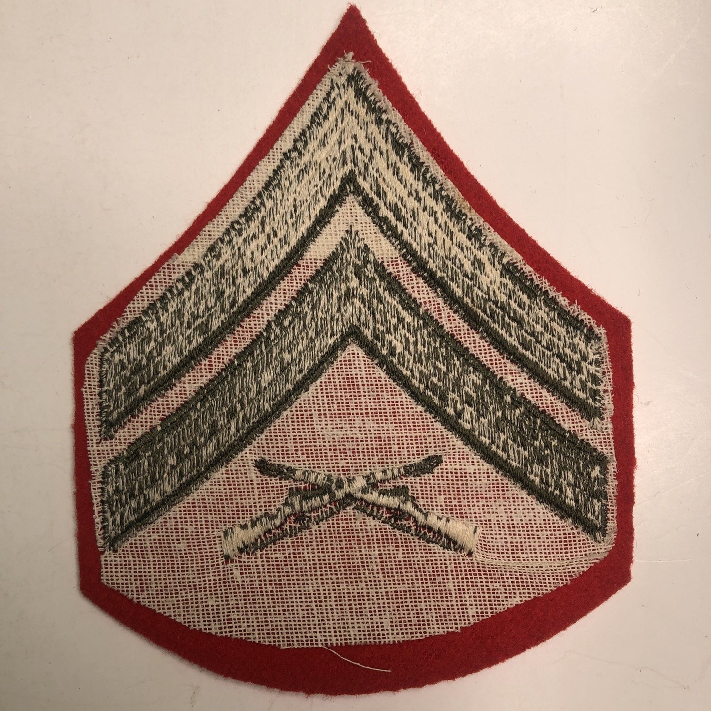 USMC Marine Corps Rank Chevron Lance Corporal Green Red Felt Embroidered Patch