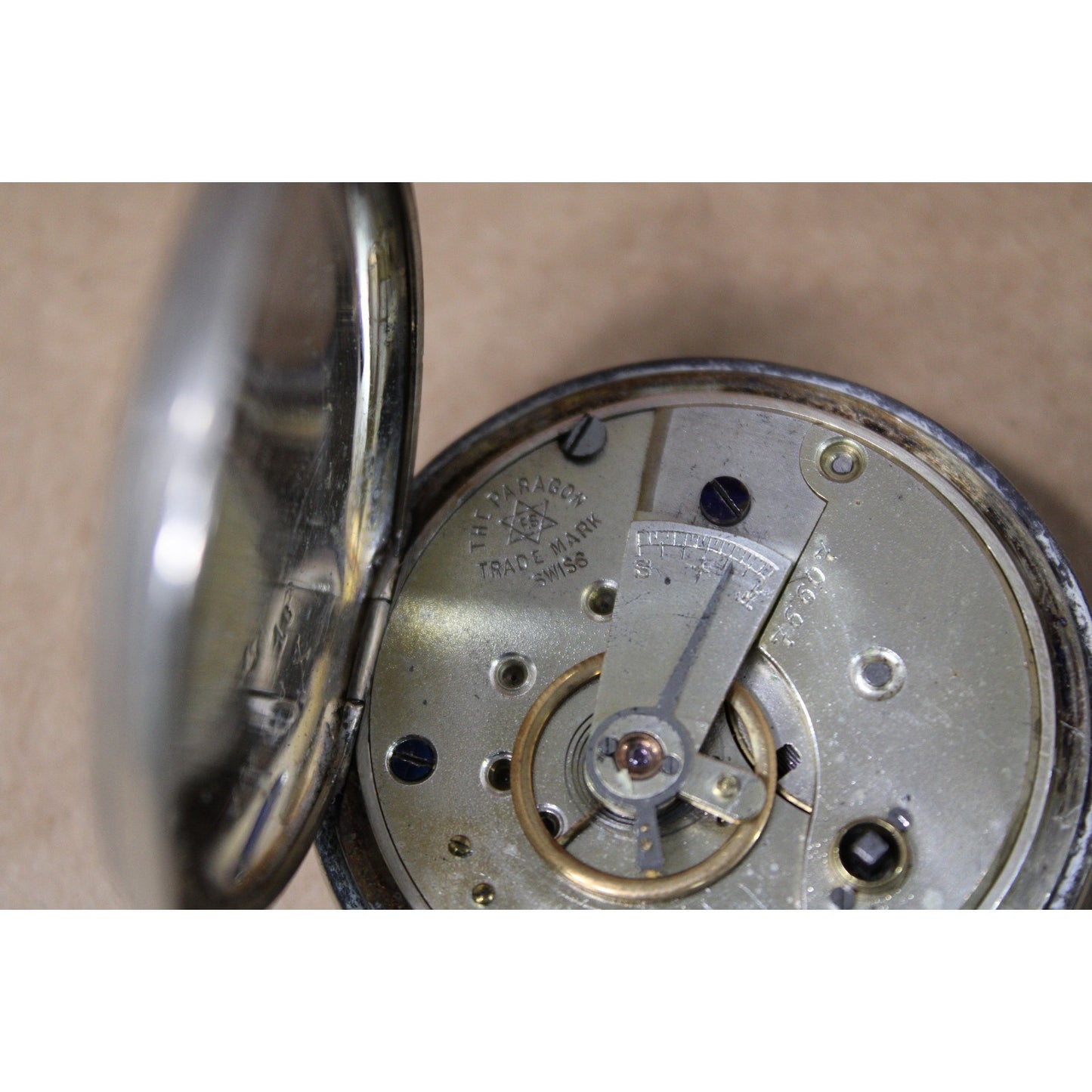 Antique Paragon Pocket Watch, Silver Plated, Key-wind (Missing Key)