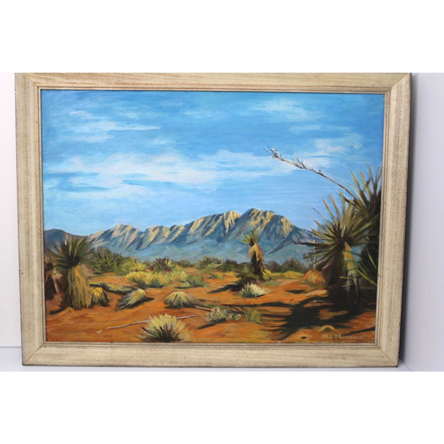 Vintage Desert Landscape Painting- Signed M.L. Murdock, Framed 31.5" x 24.5"