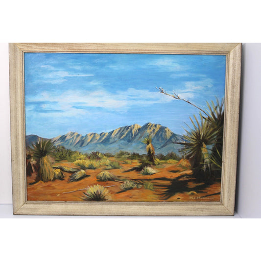 Vintage Desert Landscape Painting- Signed M.L. Murdock, Framed 31.5" x 24.5"
