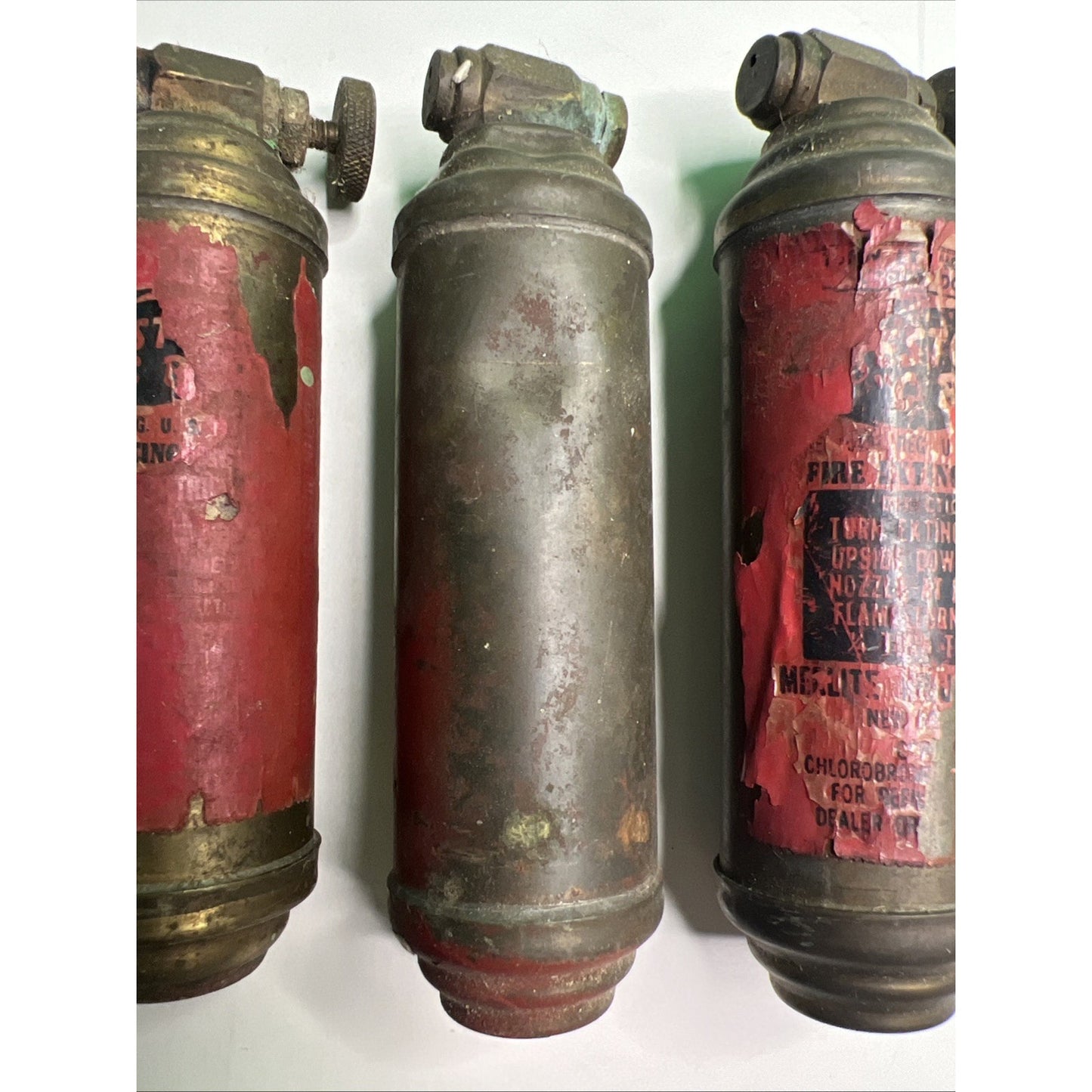 Lot 3 Presto “CB” Mini Fire Extinguishers Brass 5.5" Merlite Industries New York