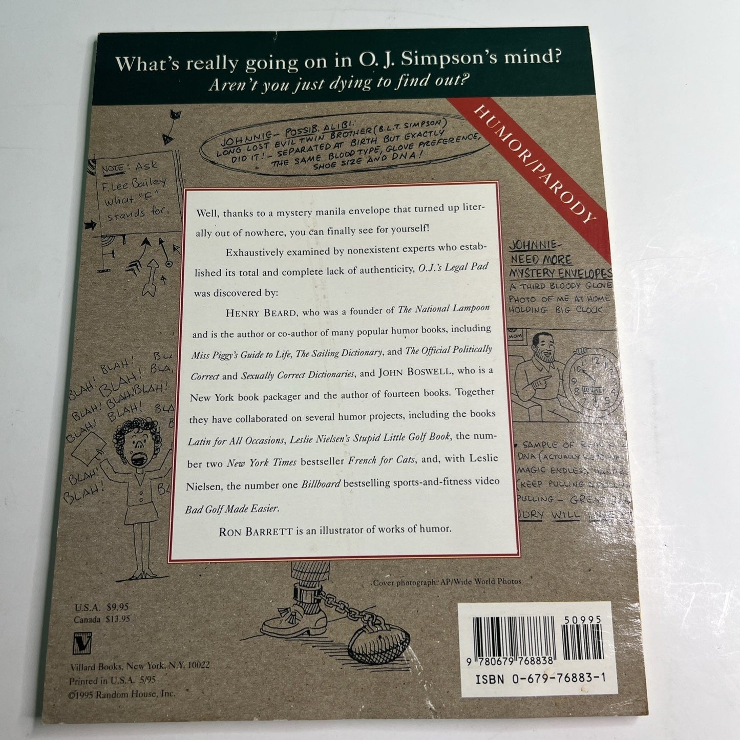 O.J.'s Legal Pad Book 1995 Humor Parody Vintage O.J. Simpson