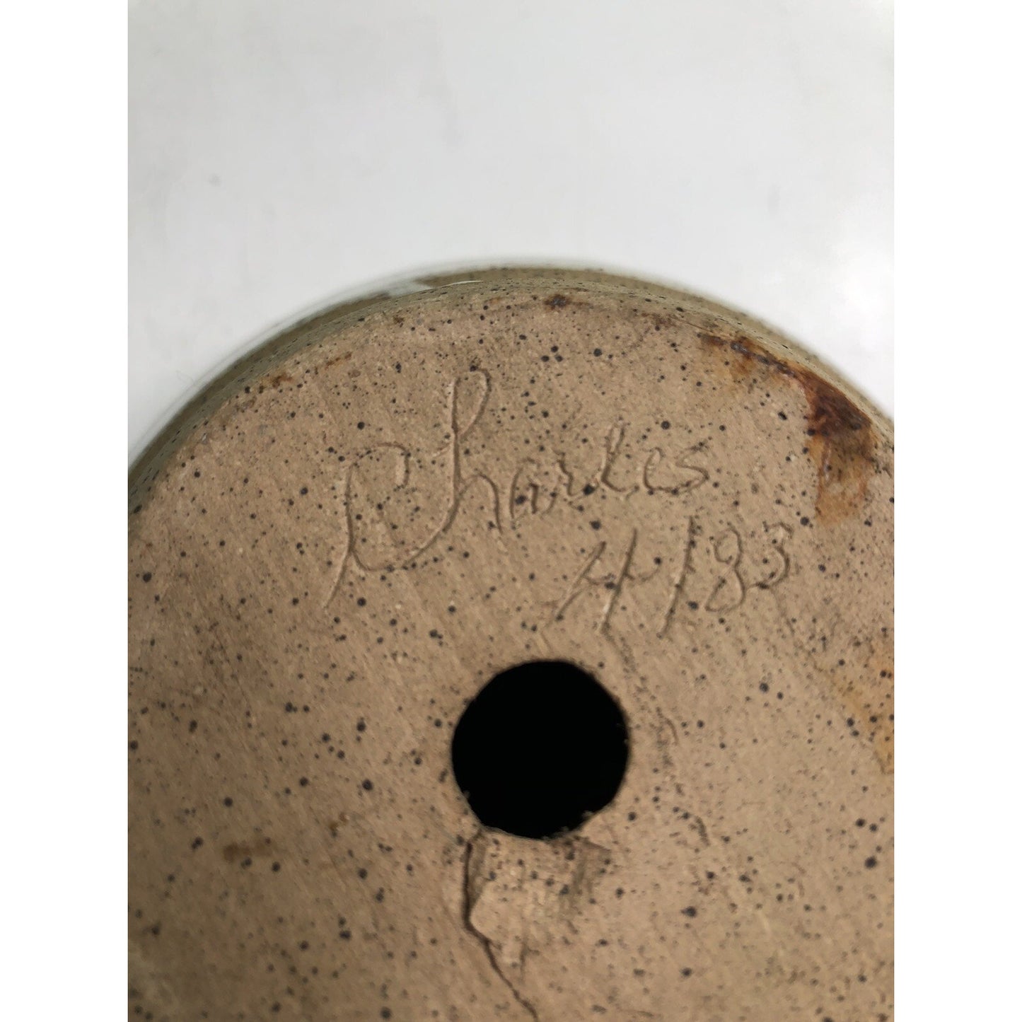 CHARLES GOLLOTT POTTERY Planter Pot Partially Glazed Speckled Mobile Alabama ‘83