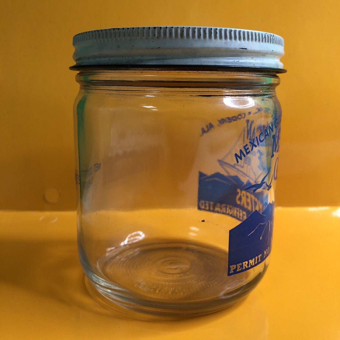 Rare Mexican Gulf Fisheries Pint Oyster Jar & Lid Coden Alabama ALA AL