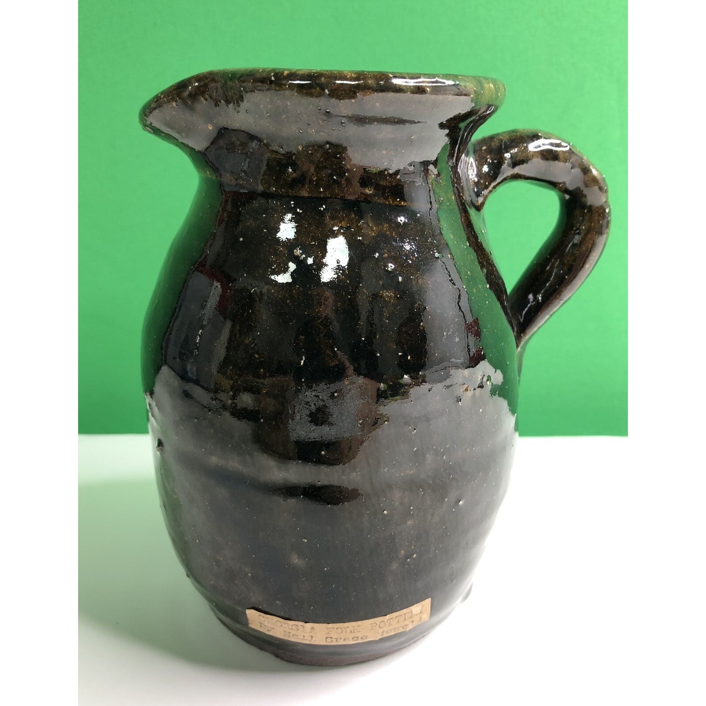 Signed Grace Nell Hewell (1933-2016) Folk Art Pottery Pitcher Georgia Potter