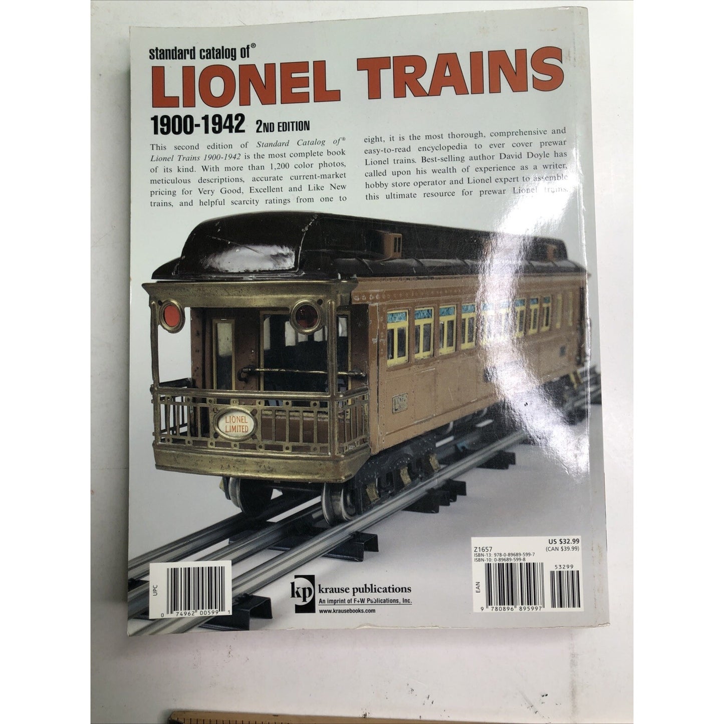 Standard Catalog Of LIONEL TRAINS 2nd Edition 1900-1942 By David Doyle Illus. PB