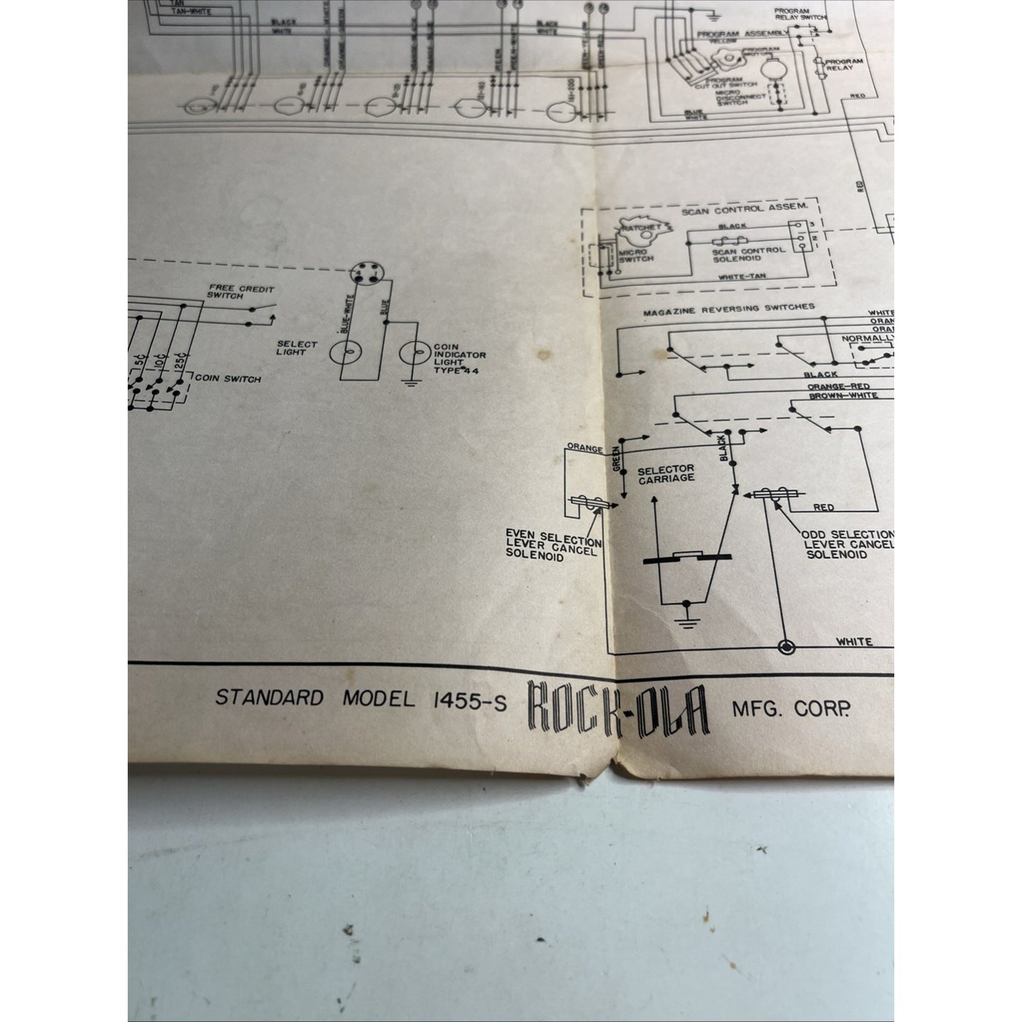 ORIGINAL ROCK-OLA MODEL 1455-S PHONOGRAPH WIRING DIAGRAM No. 30715 Dated 1956