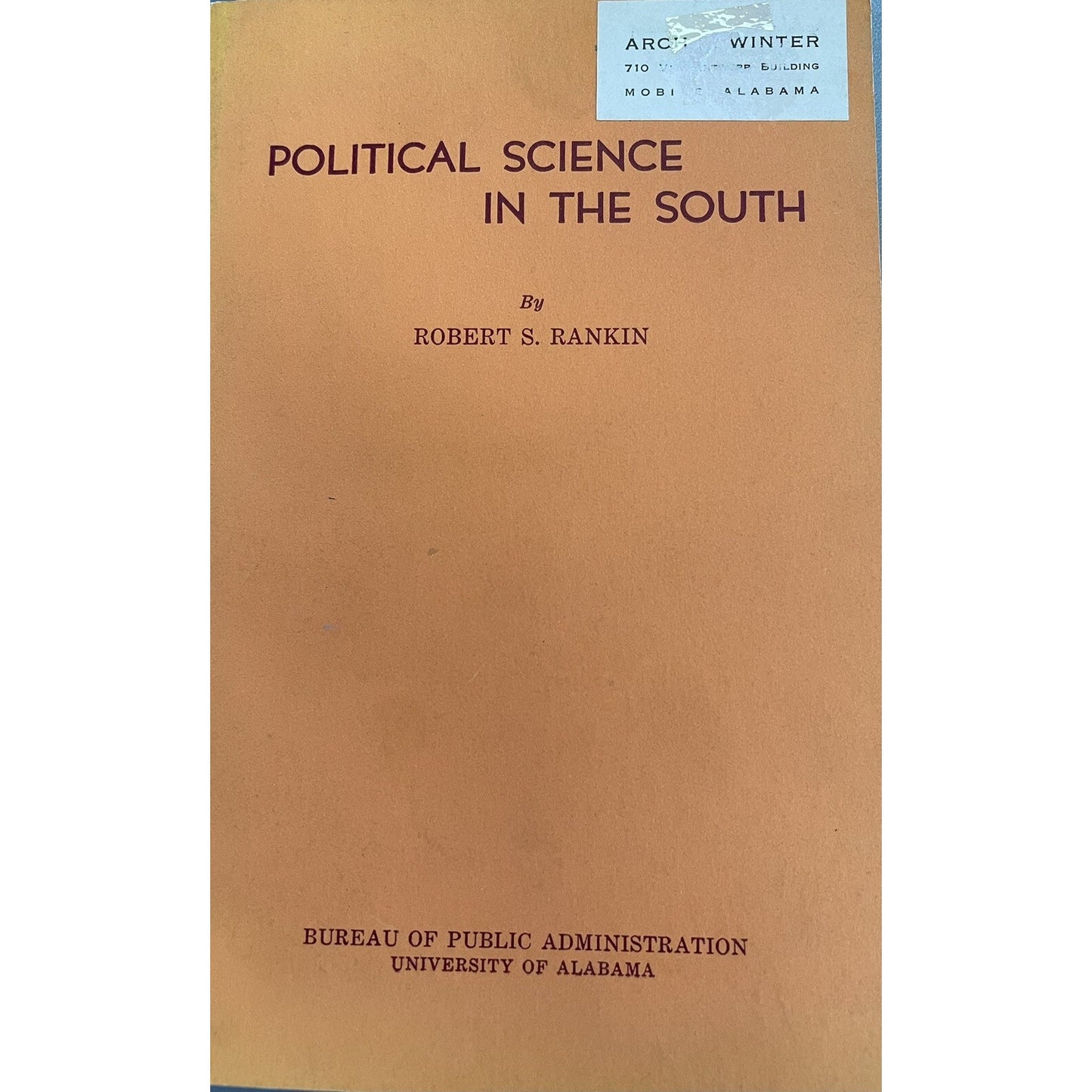 Political Science In The South Book