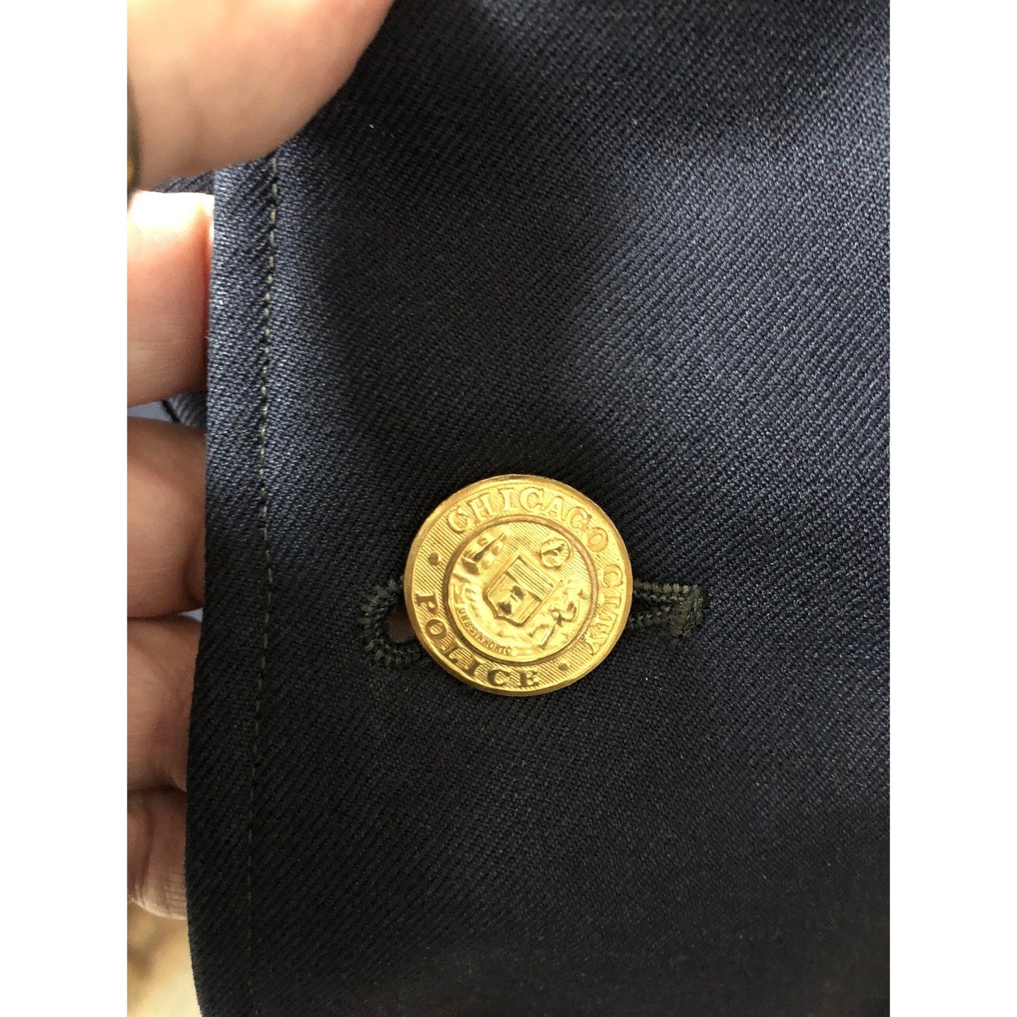 Vintage Chicago Police Coat Double Breasted Brawny Blues Kale Uniform Jacket