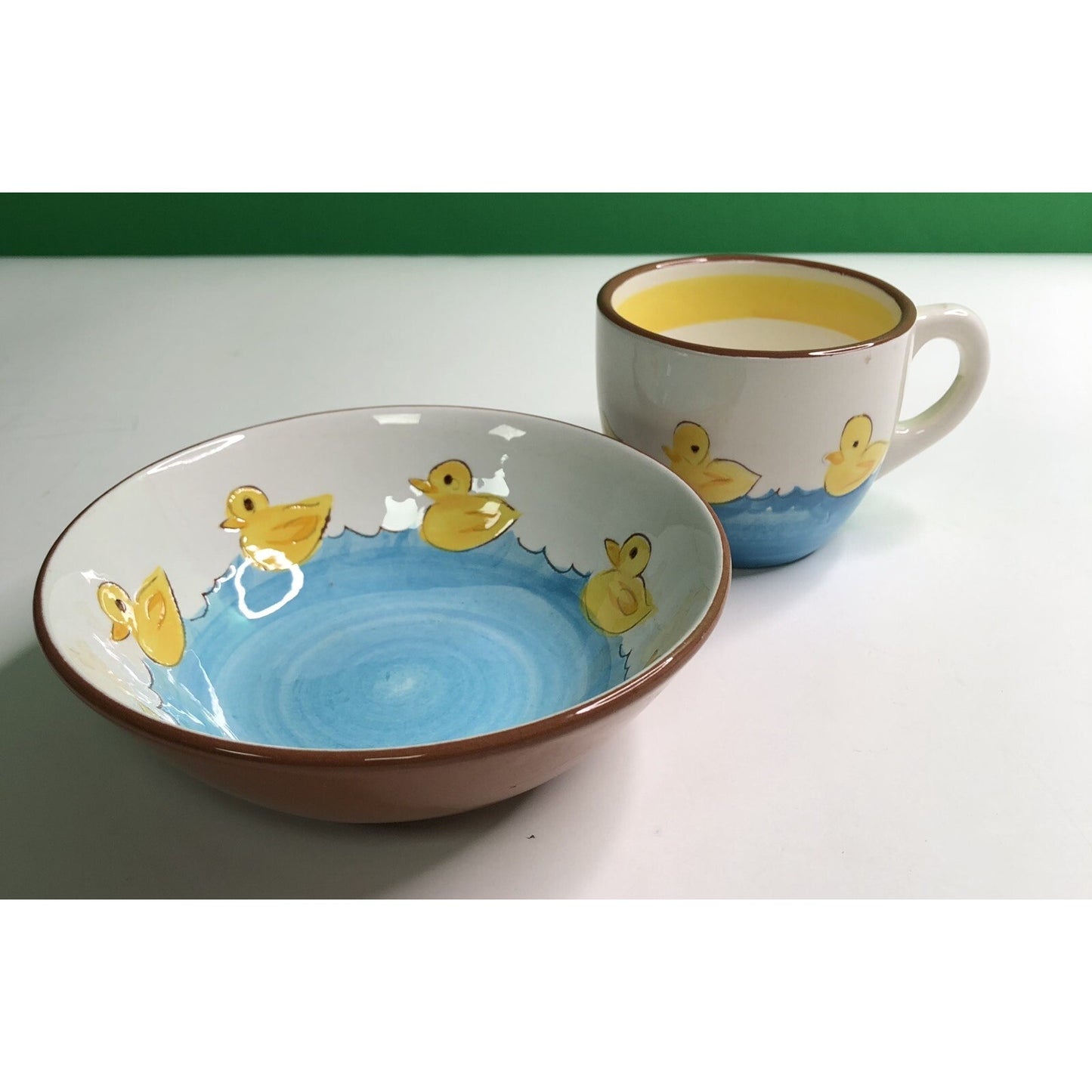 Vintage STANGL POTTERY Little Quackers 5.5 Inch Bowl & Cup #4046 Trenton NJ Duck