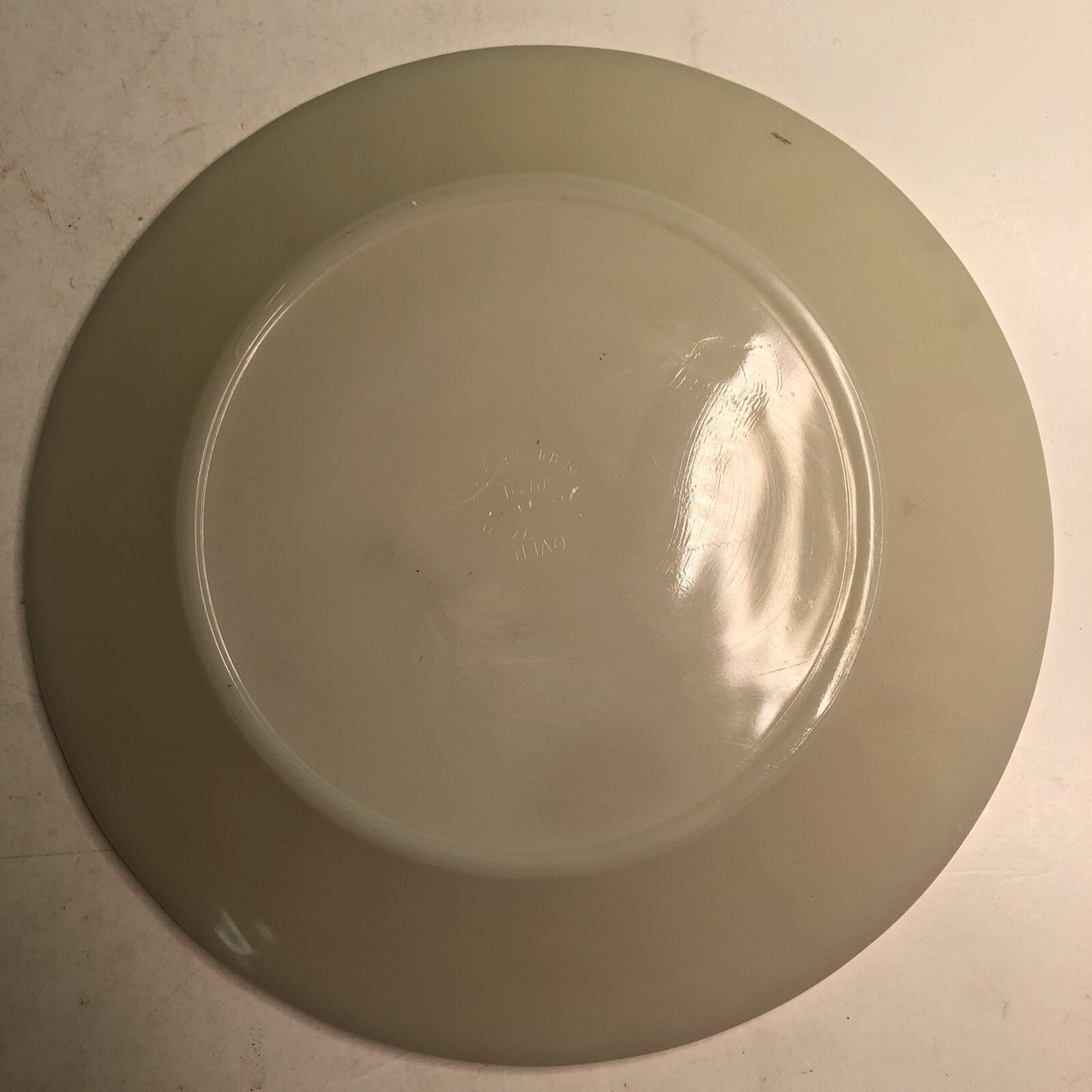 MCM Anchor Hocking Glass Fire King Oven Ware Ivory Dinner Plate Set Of 2 1940s