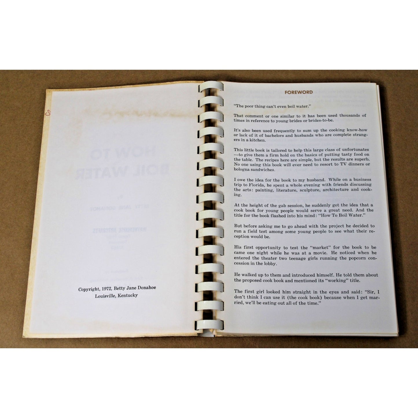 Cookbook How to Boil Water Amusing 1970's Recipe Book Simple Recipes Young Heart