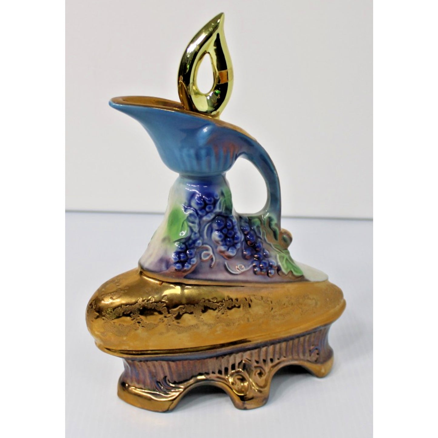 Vintage 1977 Jim Beam Whiskey Decanter, Weeping Gold Grape Cluster, Empty