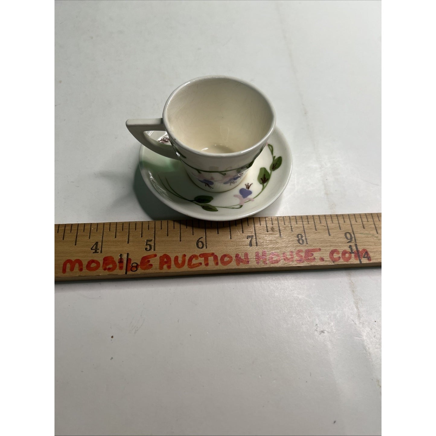 1960 MAMMY'S SHANTY ATLANTA, GA Hand painted Miniature Souvenir Cup & Saucer