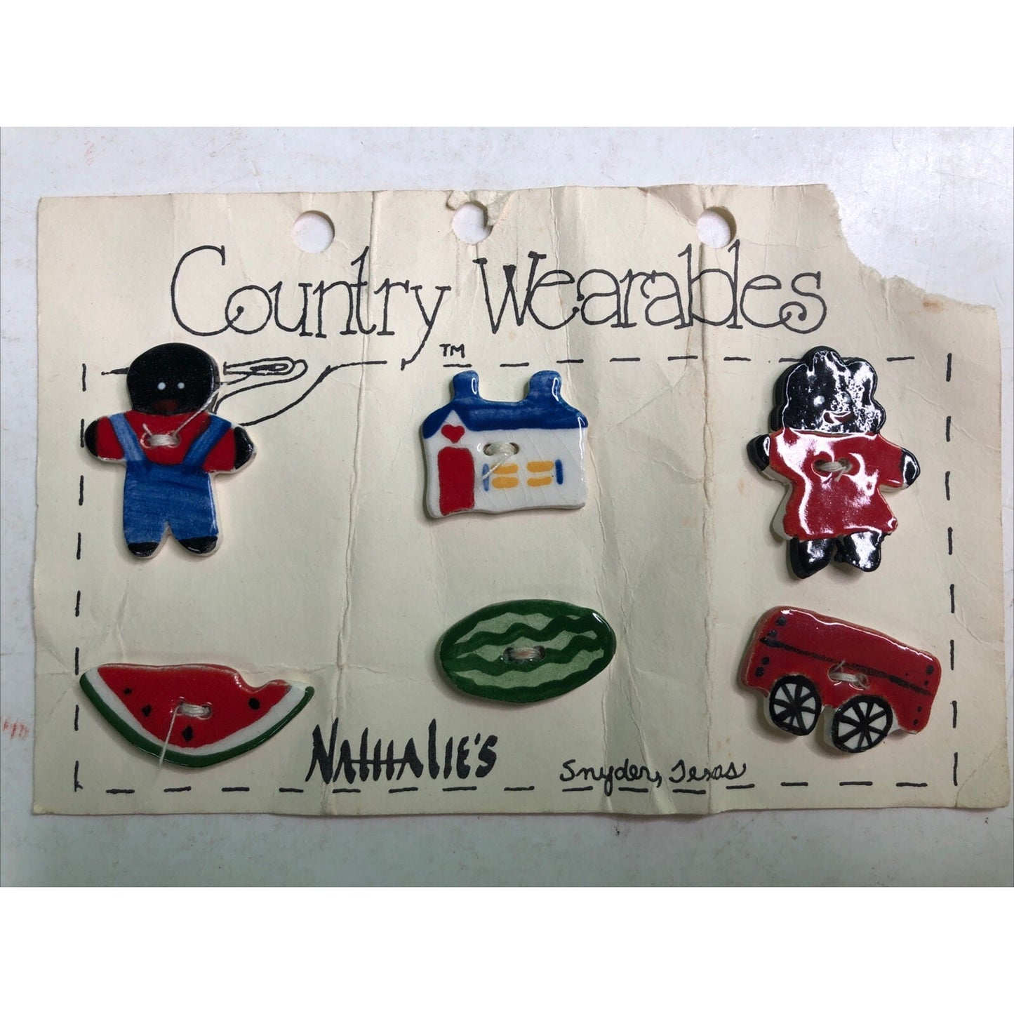 Vintage BUTTONS Nathalie’s Country Wearables Set 6 Snyder Texas