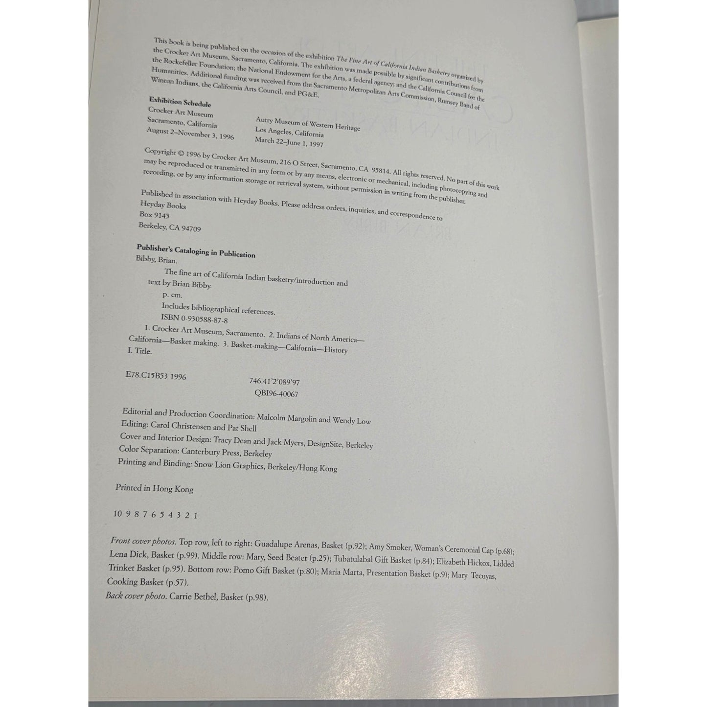 The Fine Art of California Indian Basketry- Brian Bibby 1996 Exhibition Catalog