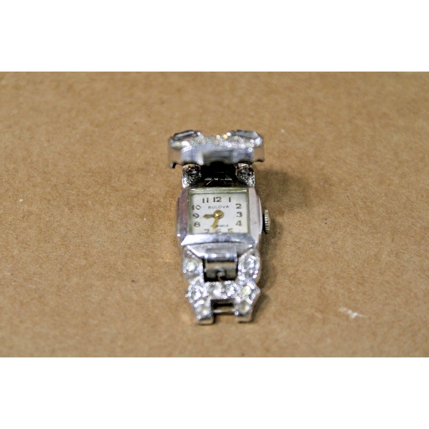 Vintage Women's Bulova Hidden-Face Jeweled Evening Watch for Restoration