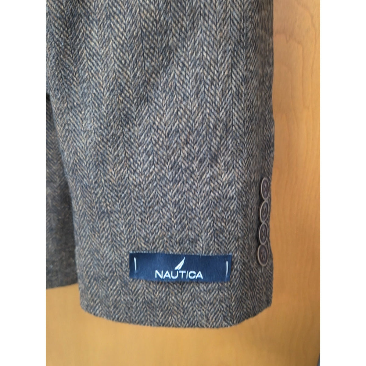 NWT Nautica Herringbone Sport Coat Blazer 48R Brown Grey Classic Fit Jacket